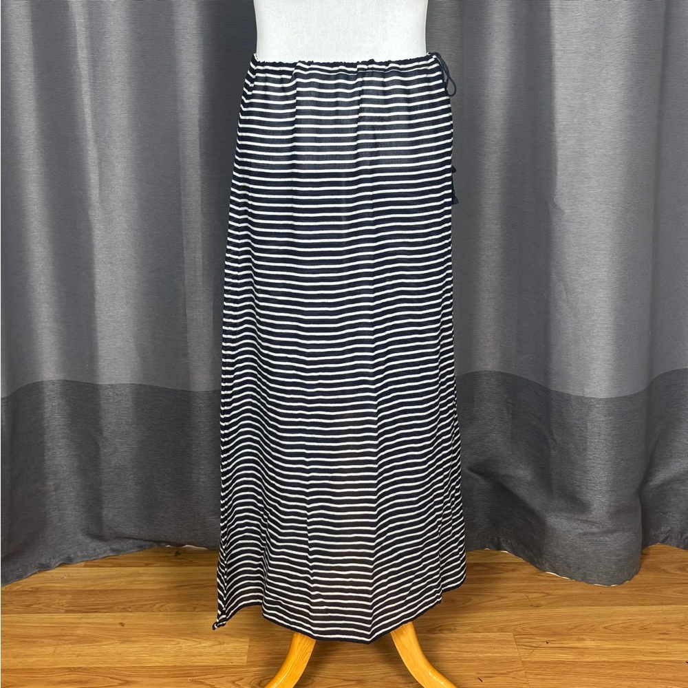 J. Crew Navy and White Striped Maxi Skirt Beach Coverup XL